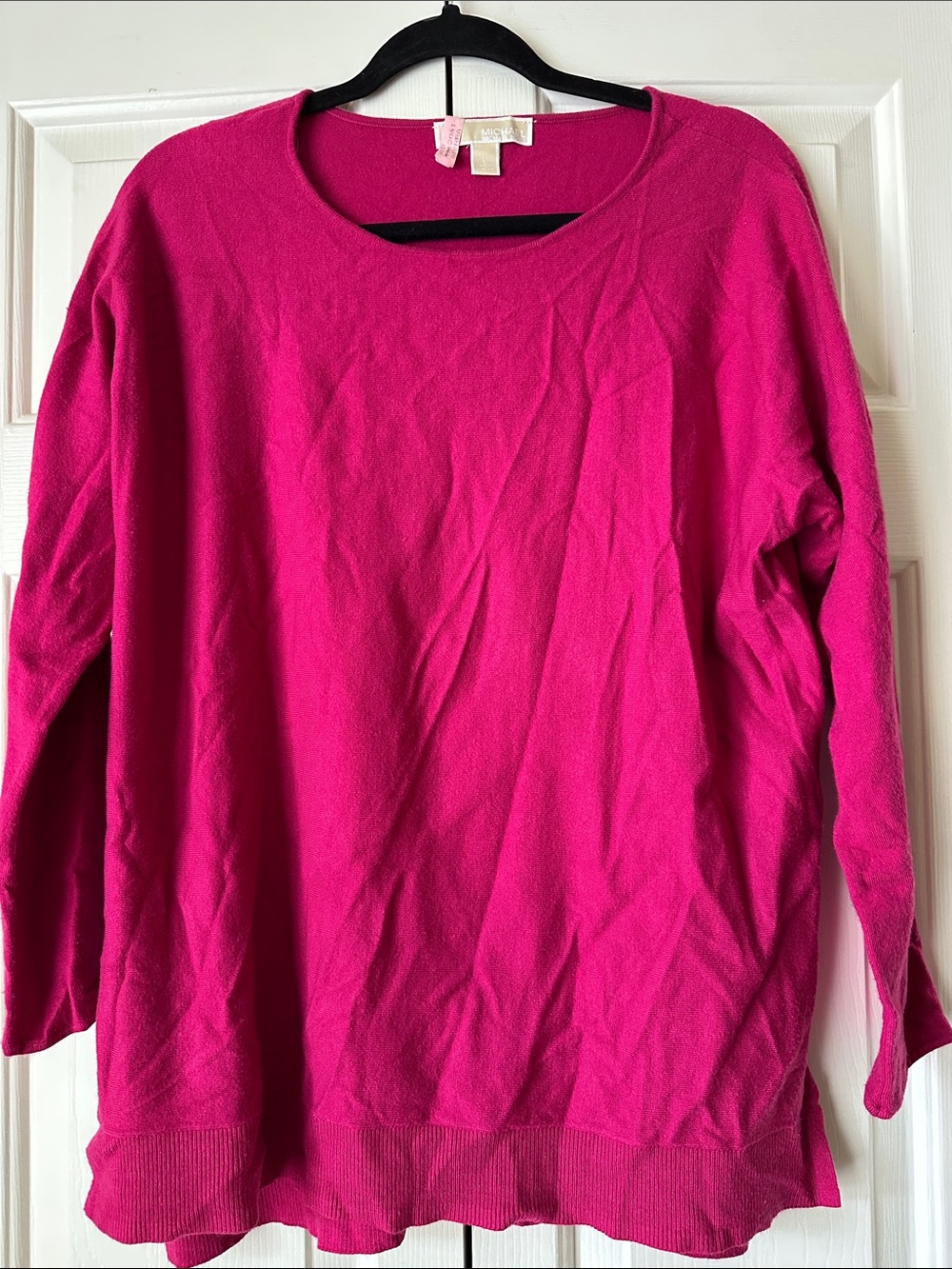 Michael Kors Fuchsia Long Sleeve Scoop Neck Top